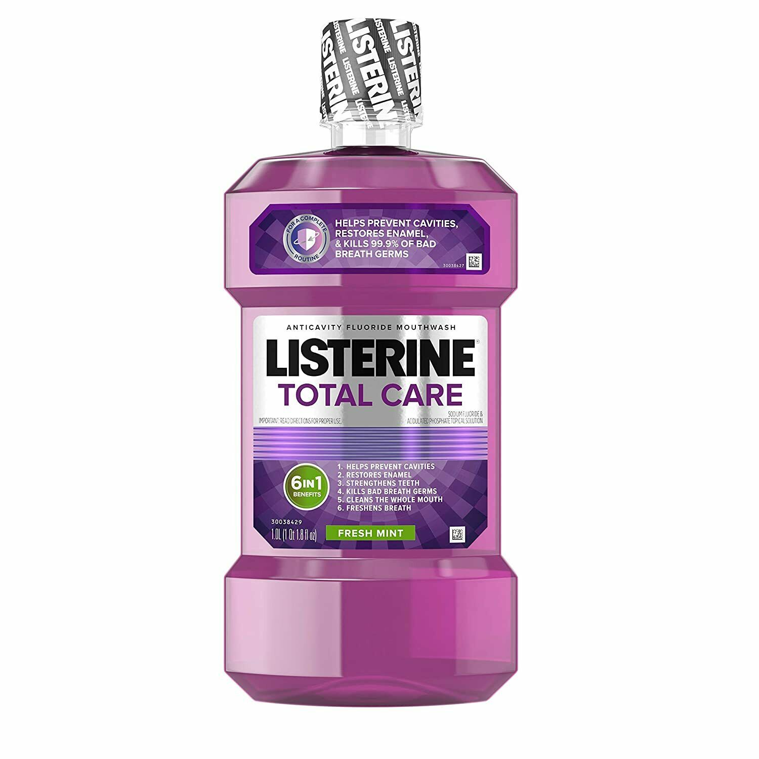 Listerine Total Care Anticavity Mouthwash, Fresh Mint Flavor, 1 L