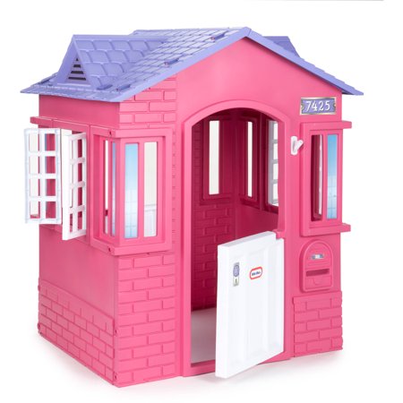 Little Tikes Cape Cottage House, Pink - Pretend Playhouse with Working Doors, Window Shutters, and Flag Holder, for Kids 2-8 Years Old