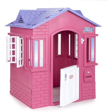 Little Tikes Cape Cottage House, Pink - Pretend Playhouse with Working Doors, Window Shutters, and Flag Holder, for Kids 2-8 Years Old