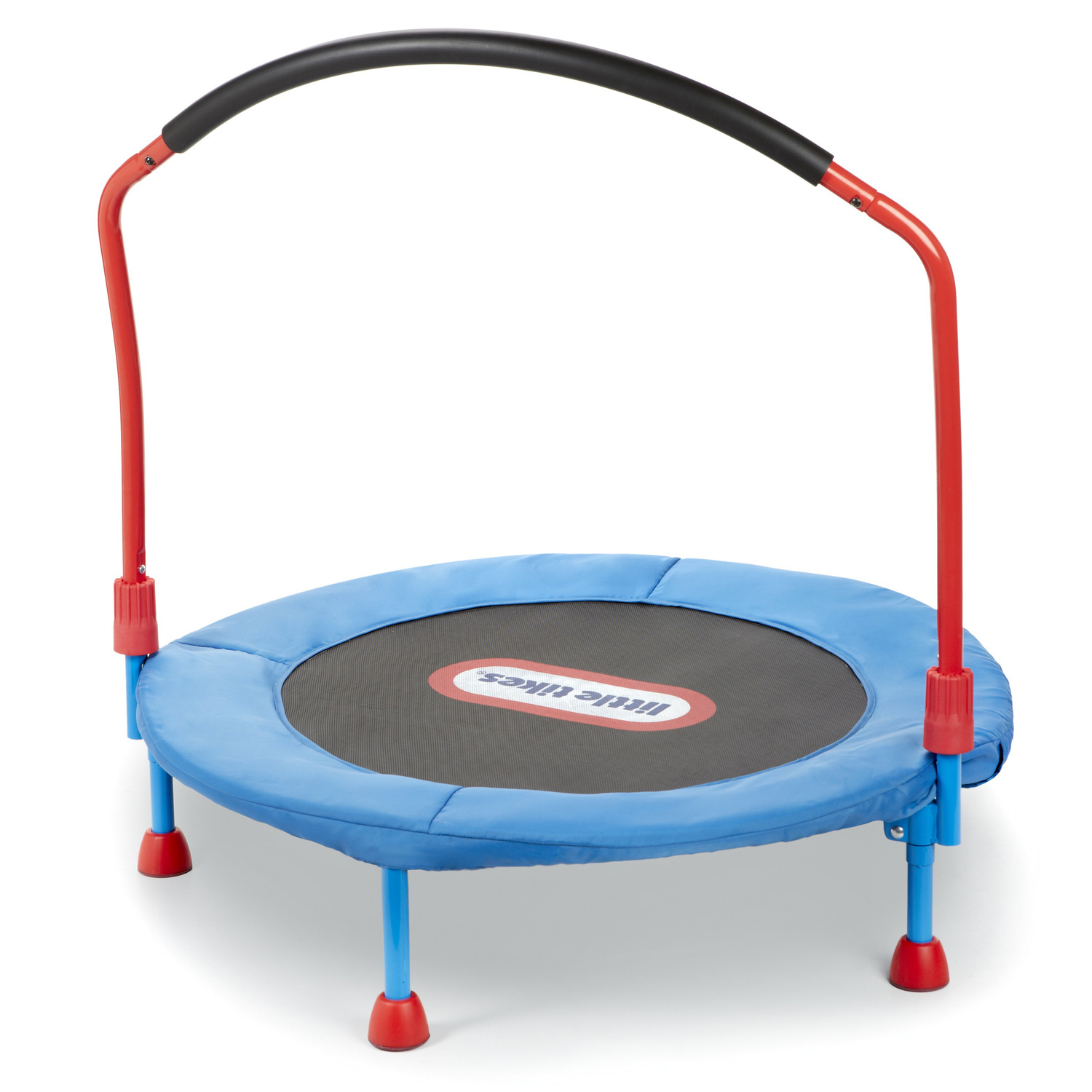 Little Tikes Easy Store 3-Foot Trampoline, with Hand Rail, Blue/Red