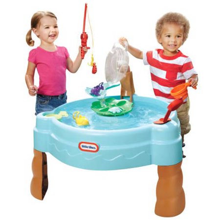 Little Tikes Fish 'n Splash Water Table with Tipping Fishbowl and 8 Piece Fishing Accessory Set, Outdoor Toy Play Set for Toddlers Kids Boys Girls Ages 2 3 4+ Year Old