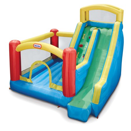 Little Tikes Giant Slide Bouncer Inflatable Bounce House with Blower and Climbing Wall, Fits up to 3 Kids, Multicolor, Outdoor Backyard Toy for Boys Girls Ages 3 4 5+ to 8 Year Old