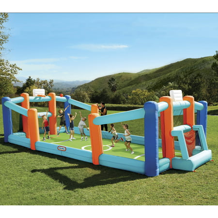 Little Tikes Huge 24' L x 12' W x 7' H Inflatable Sports Bouncer with Backyard Soccer & Basketball Court and Blower, Fits up to 8 Kids, Outdoor Backyard Sports Toy for Kids Boys Girls Ages 3-8 On Sale At Walmart