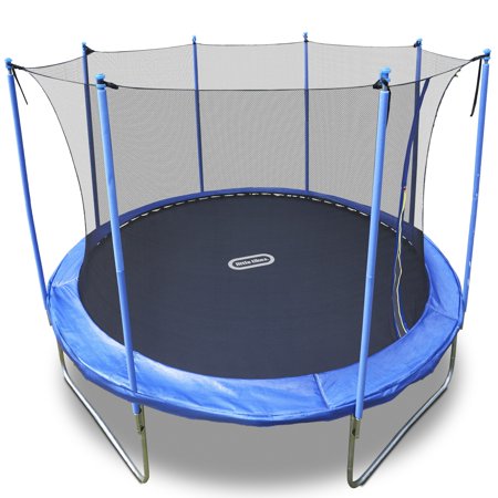 Little Tikes Mega 12' Trampoline with Enclosure with Safety Net and Built-in Safety Features, Backyard Outdoor Play, Blue- For Kids Boys Girls Ages 6 7 8+