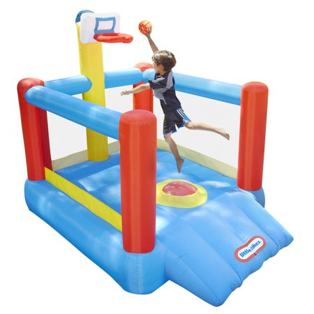 Little Tikes Super-Slam 'n Dunk Inflatable Sports Bouncer with Inflatable Basketball Hoop and Blower, Multicolor- Outdoor Toy for Kids Girls Boys Ages 3 4 5+
