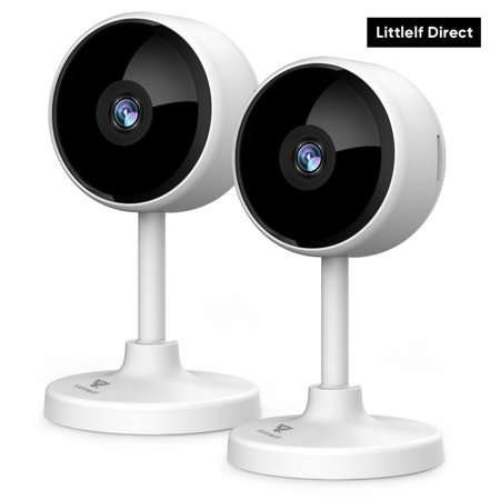 Littlelf 1080P Indoor/Outdoor Video Security Camera , PetsBaby Monitor with Night Vision, Voice Conversation APP, White 2 Pack