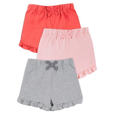 Little Star Organic Baby Girl 3 Pk Pull-On Shorts, Size Newborn-24 Months