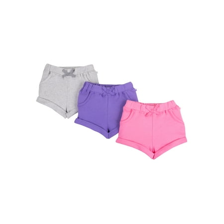 Little Star Organic Baby & Toddler Girl 3 Pk Knit Shorts, Size Newborn-5T