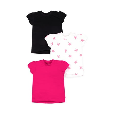 Little Star Toddler Girl 3 Pk Short Sleeve Shirts, Size 9 Months - 5T