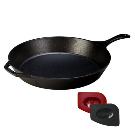 Lodge Logic 15 Inch Cast Iron Skillet with 2 Polycarbonate Pan Scrapers