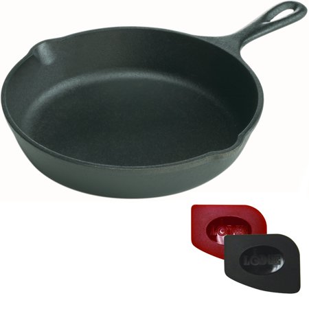 Lodge Logic 8 Inch Cast Iron Skillet with 2 Polycarbonate Pan Scrapers