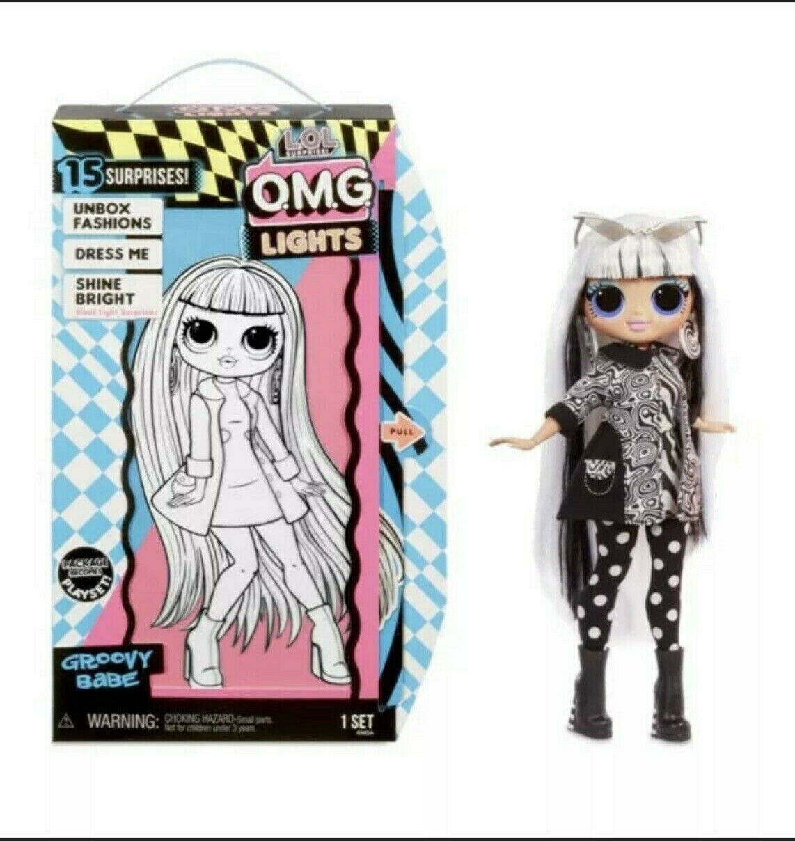 LOL Surprise OMG Lights Groovy Babe Fashion Doll with 15 Surprises