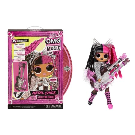 L.O.L Surprise! OMG Remix Rock Metal Chick Fashion Doll Playset, 15 Pieces