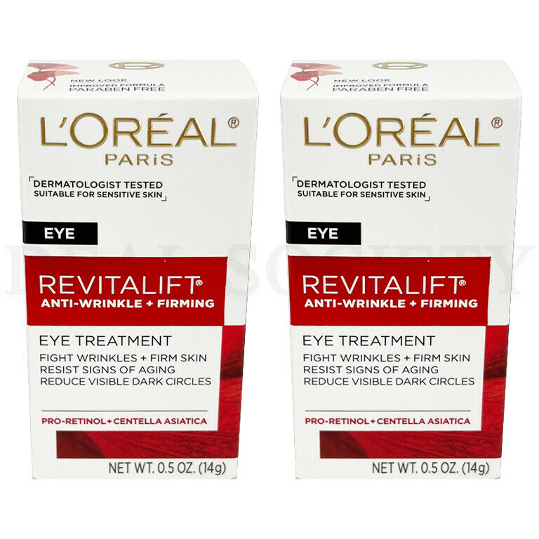 Loreal RevitaLift Anti-Wrinkle Firming Eye Cream Fragrance Free .5oz - Lot of 2