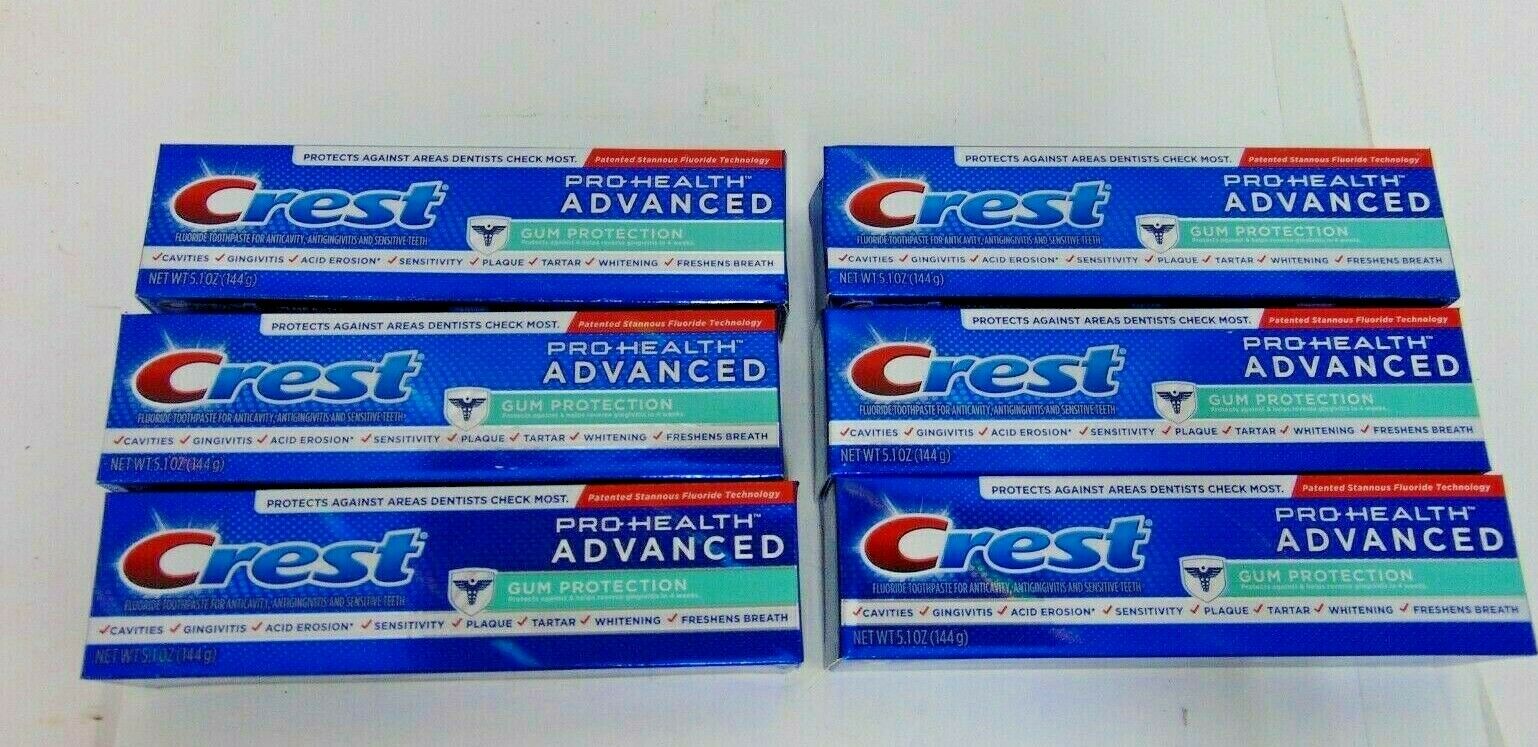 LOT OF (6) Crest Pro-Health Advanced Gum Protection Fluoride Toothpaste 5.1 oz