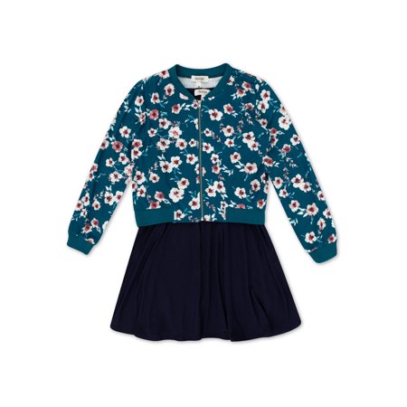 Lots of Love By Speechless Girls Floral Bomber Jacket Dress Set, Sizes 7-16