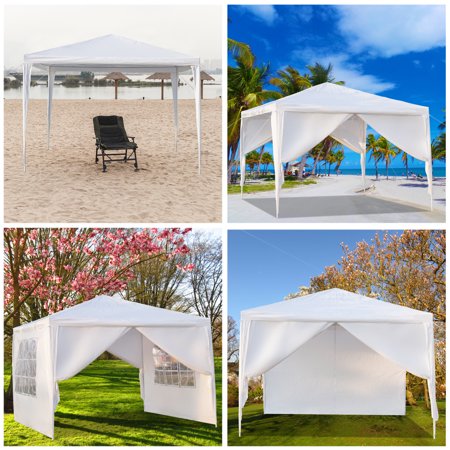 Lowestbest 10'x10' 4 Sides Party Tent, Wedding Canopy Tent, Outdoor Patio Folding Gazebo Canopy, White