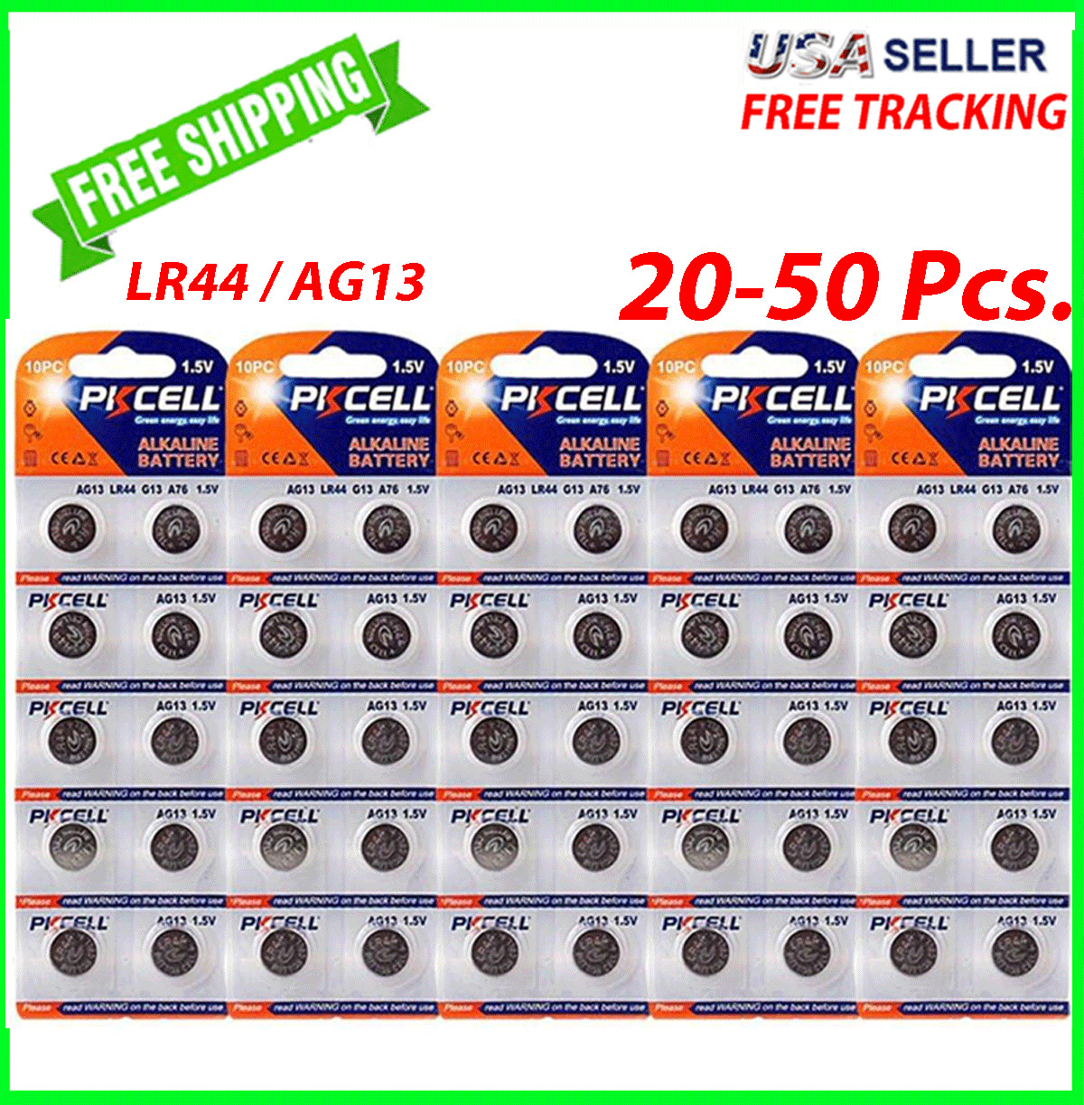 LR44 Button Cell Alkaline Batteries 1.5V Coin Cell AG13 Watch Calculator 20-50pc