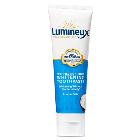 Lumineux Oral Essentials Teeth Whitening Toothpaste , Certified Non Toxic , Sensitivity Free , Fluoride Free , Whiter Teeth in 7 Days , NO Artificial Flavors, Colors, SLS Free, Dentist Formulated
