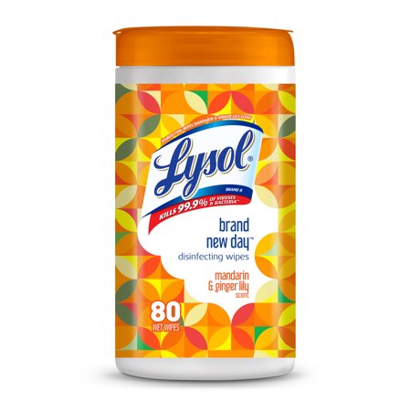 Lysol Disinfecting Wipes, Mandarin & Gingerlily, 80ct, Brand New Day, Tested & Proven to Kill COVID-19 Virus, Packaging May Vary