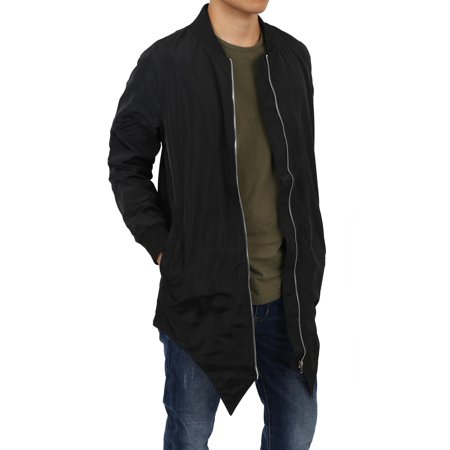 Ma Croix Mens Long Tail Jacket Lightweight Casual Bomber Windbreaker Collarless Slim Coat Outerwear
