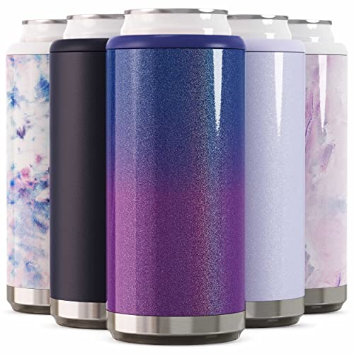 Maars Skinny Can Cooler for Slim Beer & Hard Seltzer | Stainless Steel 12oz Sleeve, Double Wall Vacuum Insulated Drink Holder - Nightshade Glitter Ombre - Amazon Today Only