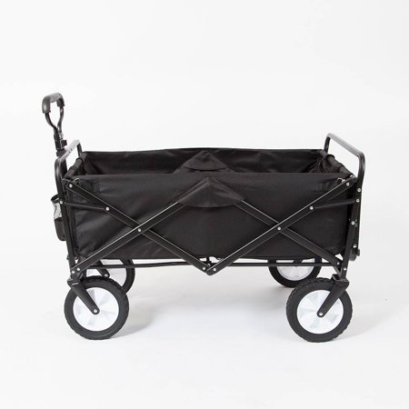Mac Sports Folding Outdoor Garden Utility Wagon Cart & Table, Black (2 Pack)