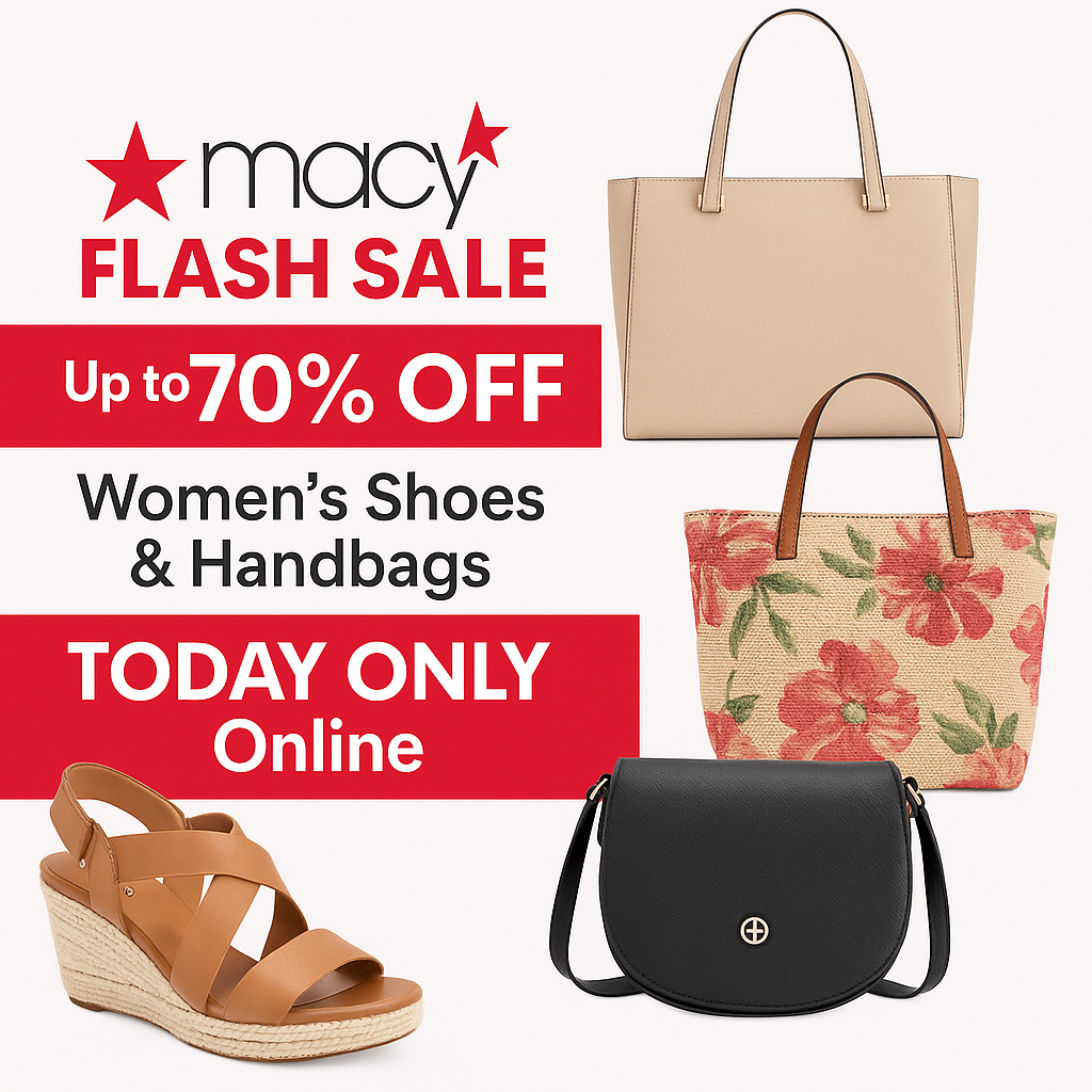 Macy’s Flash Sale: Up to 70% Off Women’s Shoes & Handbags Today Only