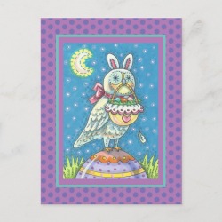 Magic Barn Owl & Easter Basket, Holiday Postcard