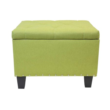 Magshion Rectangular Storage Ottoman Bench Tufted Footrest Lift Top Pouffe Ottoman, Coffee Table, Seat, Foot Rest, and more 24'', Linen Olive