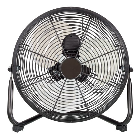 Mainstays 12 inch High Velocity 3-Speed Metal Floor Fan Black with Wall Mount