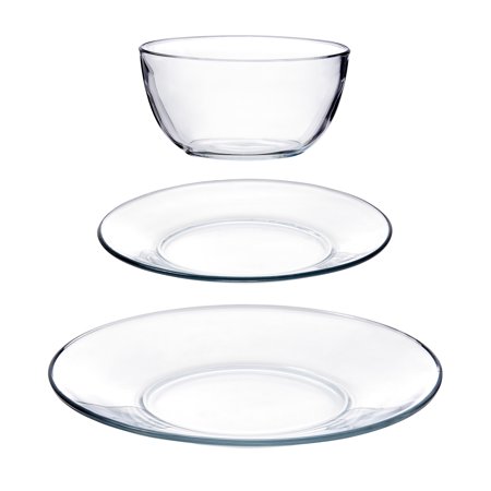 Mainstays 12 Piece Clear Glass Dinnerware Round Set