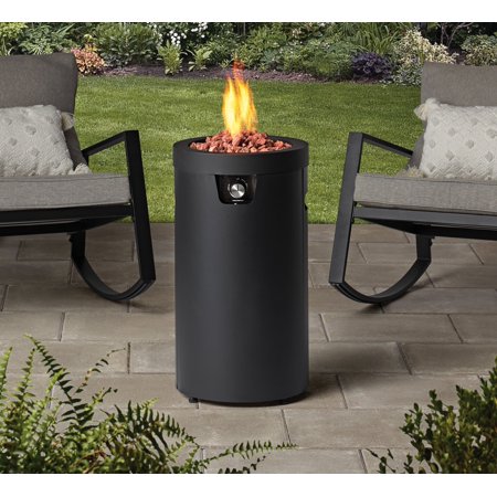 Mainstays 28-inch Tall Column Propane Gas Outdoor Fire Pit, Matte Black Finish