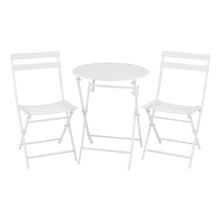 Mainstays 3-Piece White Folding Bistro Table and Chair Set