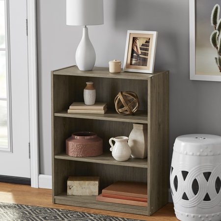 Mainstays 31" 3-Shelf Bookcase with Adjustable Shelves, Rustic Oak