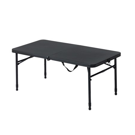 Mainstays 40" Plastic Adjustable Height Fold-in-Half Folding Table, Rich Black