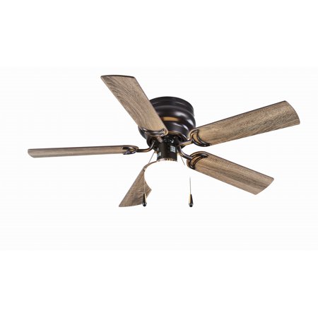 Mainstays 44" Hugger Indoor Ceiling Fan with Single Light, Bronze, 5 Blades, LED Bulb, Reverse Airflow