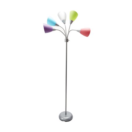 Mainstays 5-Light Multi Head Floor Lamp in Silver Color with Multi-Color Shade