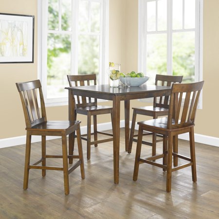 Mainstays 5 Piece Mission Counter Height Dining Set, Cherry Color, Set of 5