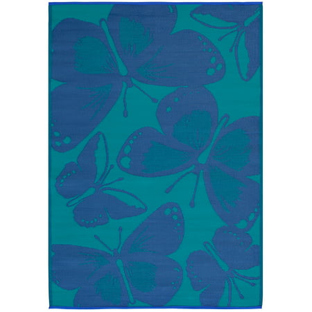 Mainstays 5' x 7' Blue Butterfly Reversable Outdoor Rug