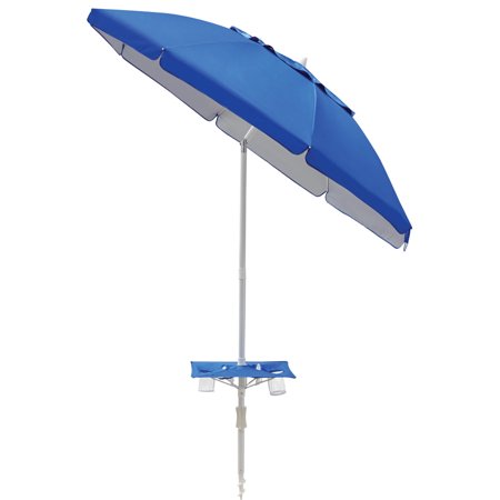 Mainstays 7' Beach Umbrella with Table Tilt Sand Anchor Royal Blue