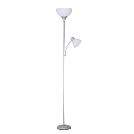 Mainstays 72'' Combo Floor Lamp with Adjustable Reading Lamp - Silver