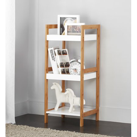 Mainstays Bamboo Collection 3 Tier White Storage Shelf