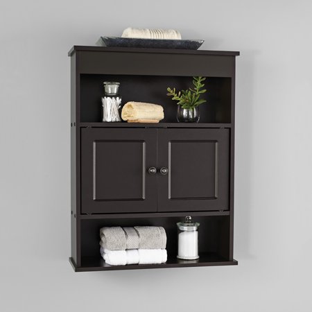 Mainstays Bathroom Wall Mounted Storage Cabinet With 2 Shelves, Espresso