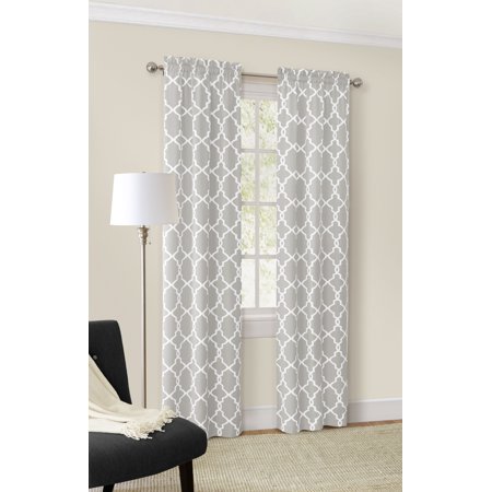 Mainstays Calix Fashion Light Filtering Rod Pocket Window Curtain Panel Pair, Set of 2, Light Gray, 28 x 84