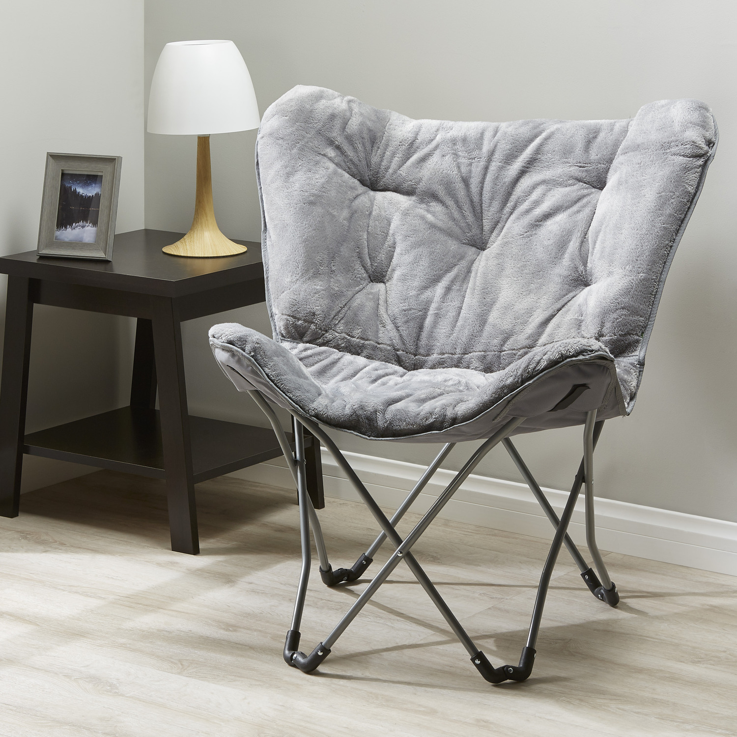 Mainstays Folding Butterfly Chair, GRAY, NEW