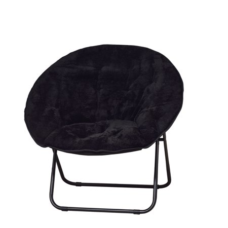 Mainstays Folding Plush Sherpa Faux Fur Saucer Chair, Black