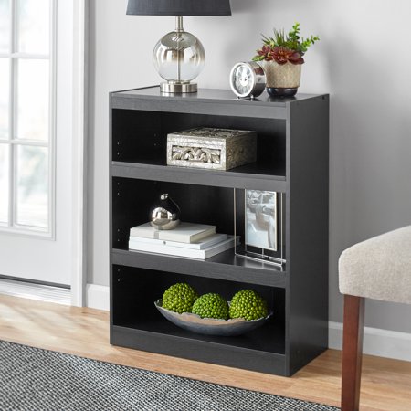 Mainstays Framed 3-Shelf Bookcase, True Black Oak