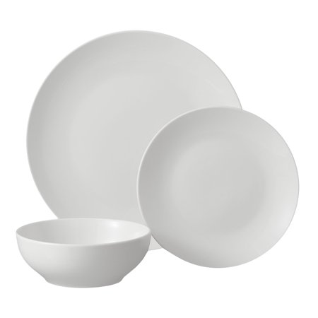 Mainstays Glazed White Stoneware Dinnerware Set, 12-Pieces