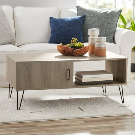 Mainstays Hairpin Rectangle Coffee Table with Storage, Gray